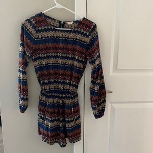 Long sleeve printed romper